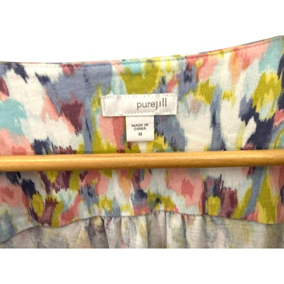 Pure Jill Women's Abstract Watercolor Print Round Neck Casual Smock Top Medium - Picture 3 of 6